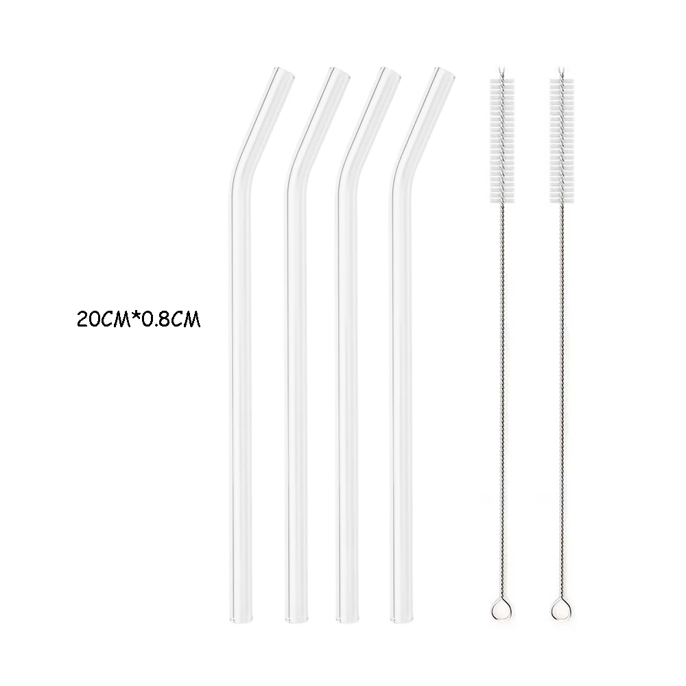 Eco-Friendly Reusable Glass Straw Set with Cleaning Brush