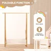 Kids Clothing Rack with Storage Box, Dress up Rack, Child Garment Rack with Hanging Rods, Small and Foldable, Bamboo (Natural) 4
