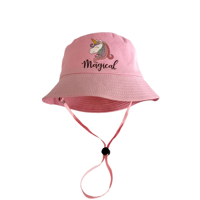 Панама для девочек, шапки-единороги, аксессуары для девочек, летняя Панама для рыбалки, кепка для детей, ветрозащитный трос 1