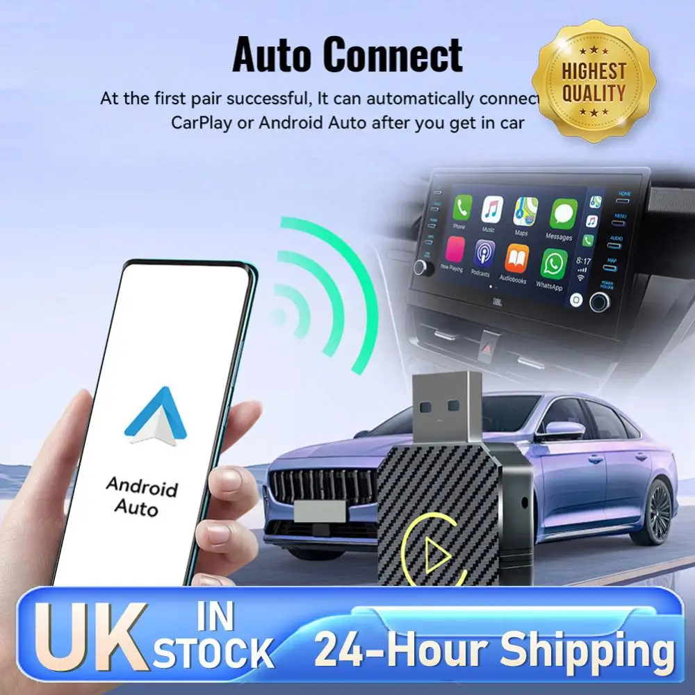 Type-C/US Wireless Carplay Android Auto Adapter Plug&Play 2 in 1 Mini Box BT Smart AI Box for OEM Wired CarPlay/Andriod Auto Car