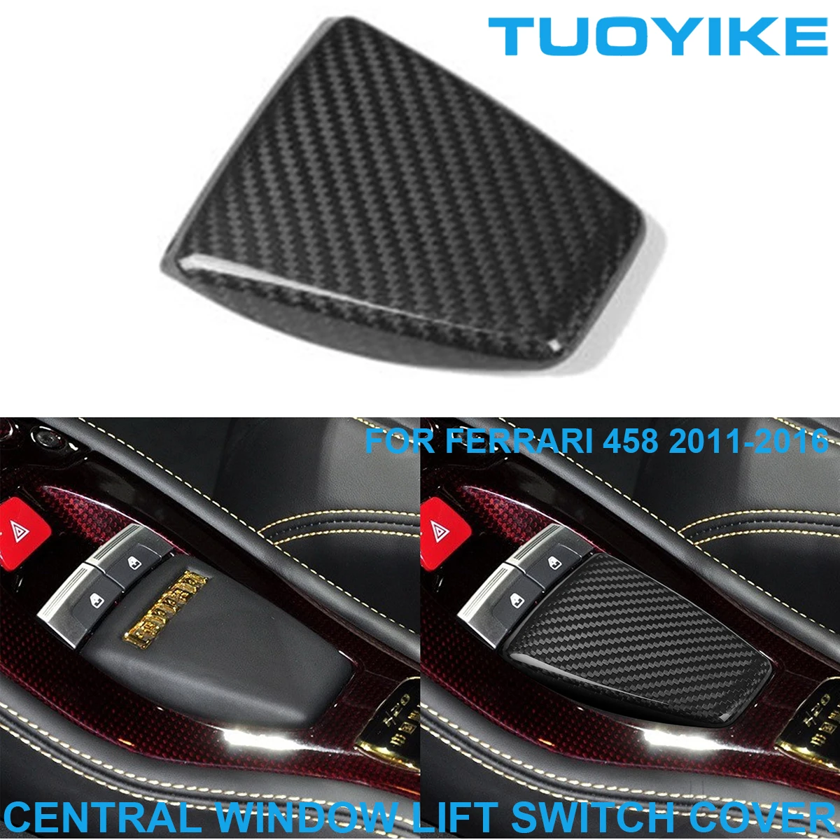 

LHD RHD Car Real Dry Carbon Fiber Central Console Window Lift Switch Cover Panel Decoration Trim For Ferrari F458 458 2011-2016