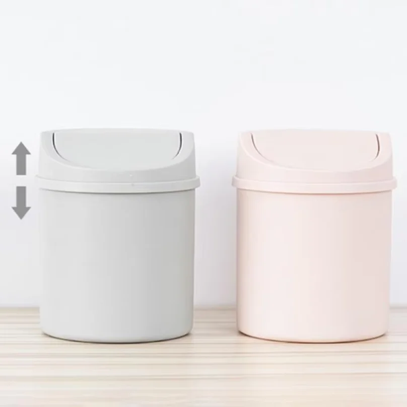 핫세일 미니 데스크탑 휴지통 작은 쓰레기통 뚜껑있는 침실 휴지통 쓰레기통 청소용 수납함 가정용 책상용