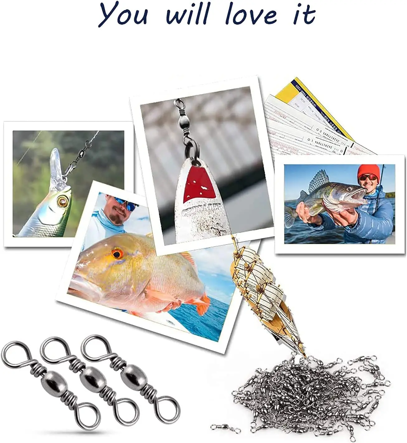Fishing Tackles Goture 200pcs Rolling Swivel Snap Drag 16kg-70kg Stainless Steel Fishhooks Barrel Swivel Line Connector