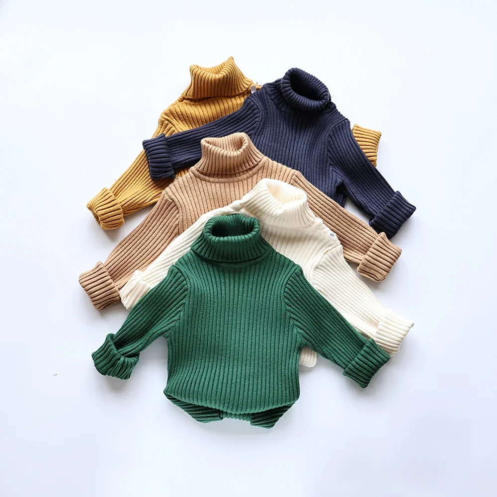 Soft Knit Unisex Kids Sweater Multi Color Turtleneck Pullover