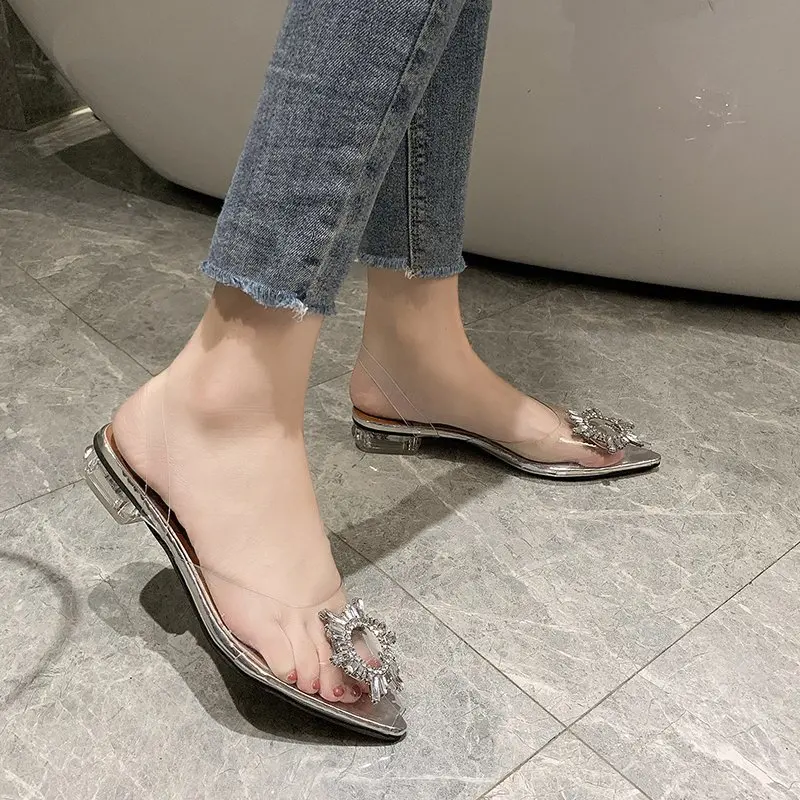 봄과 가을 패션 새로운 섹시한 연회 투명 편안한 크리스탈 여성 하이힐 Zapatos Mujer