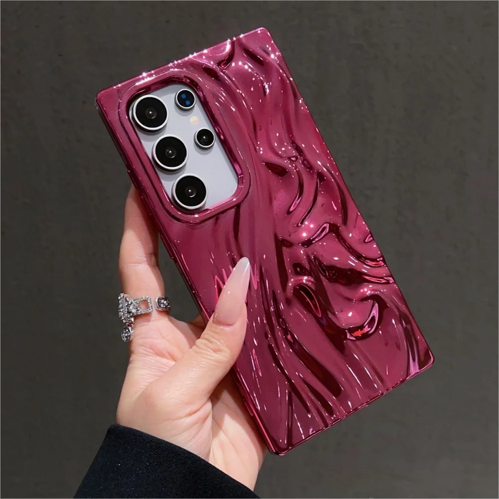 Glossy Plating Phone Case with Matte 3D Wave Design