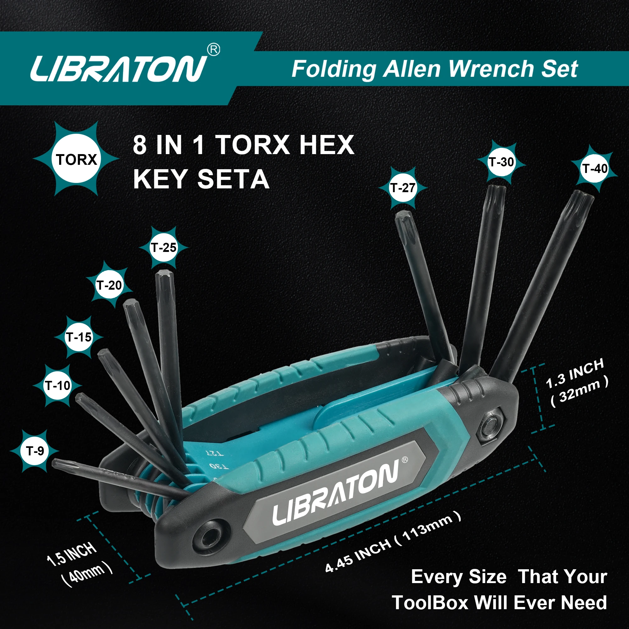 Libraton 8 in 1 Folding Torx Hex Key Allen Pocket Portable