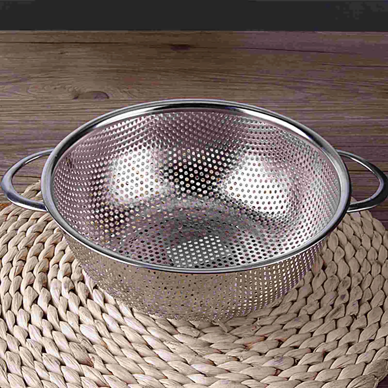 

Stainless Steel Colander Mesh Colander Strainer Basket Fruit and Vegetable Washing Bowl Drain Basket for Salad Spaghetti