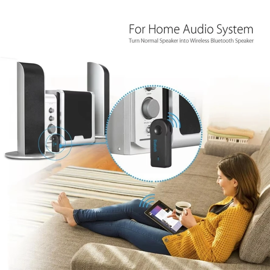 Car Bluetooth 5.0 Receiver 3.5mm AUX Jack Stereo Audio Transmitter Speaker Amplifier Wireless Adapter Mic