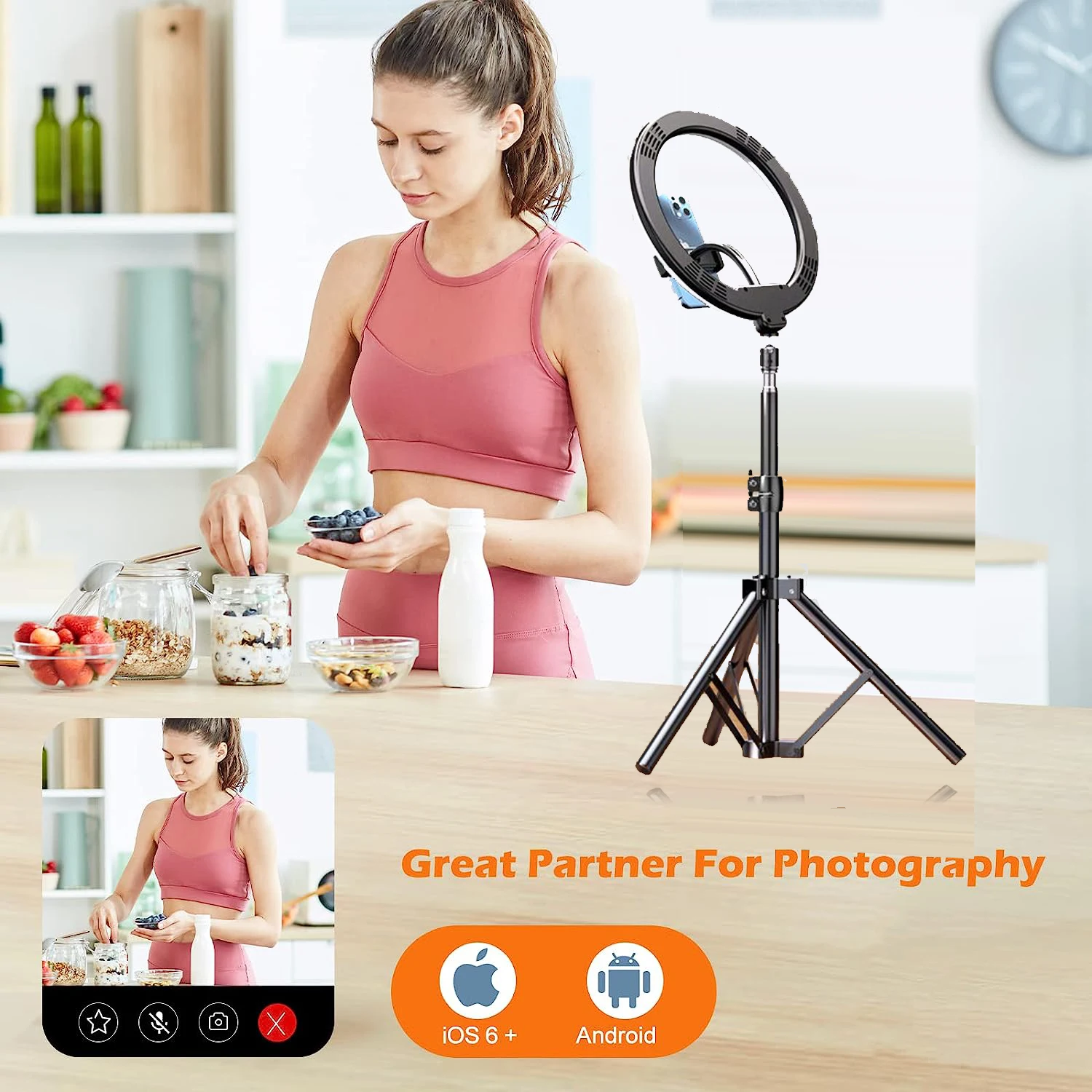 Desktop Overhead Tripod 26CM 16CM Ring Light Table Tabletop