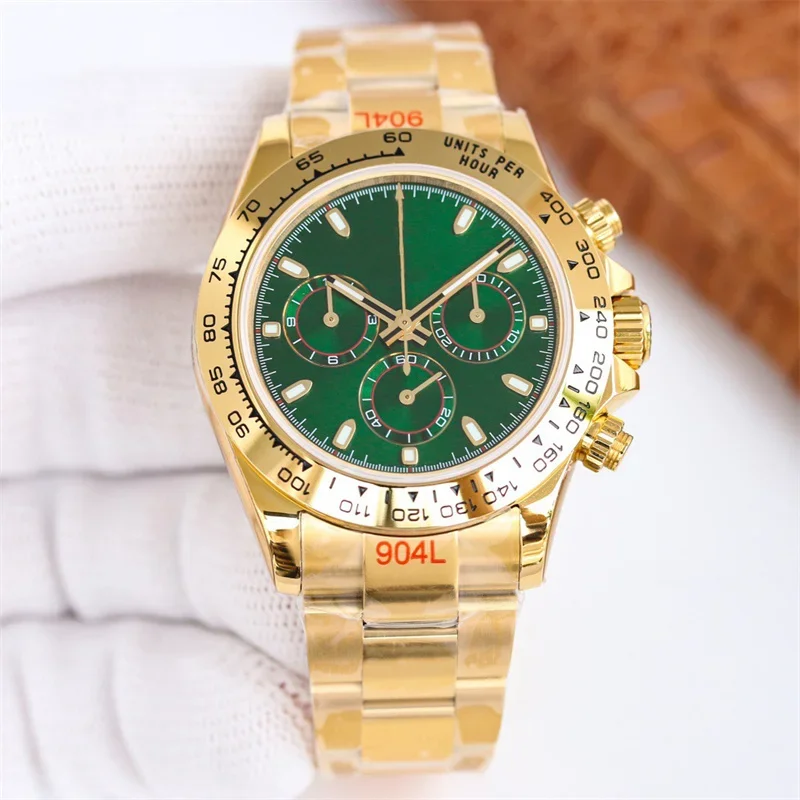 Quadrante Cronografo A Tre Occhi 4130 Movimento Meccanico Orologio Da Uomo D'Affari Multifunzionale Classico