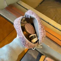 Cute Plush Leopard Travel Cosmetic Lipstick Brush Portable Storage Bag Women Makeup Handbags Wallet Pouch Make Up Bags Organizer 4