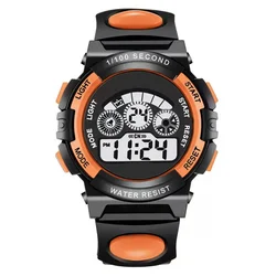 Children's Waterproof LED Sport Watch with Silicone Strap and Multi - Function Features (Orange)