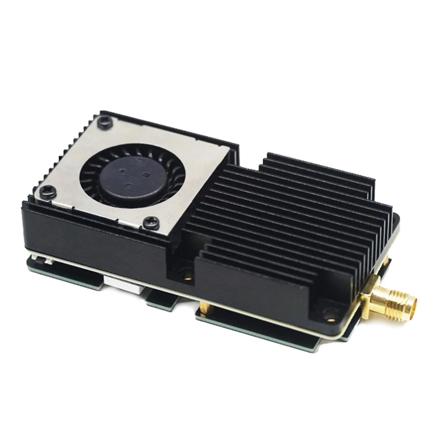 Module VTX 6-7 GHz pour drone FPV compact avec antenne et câbles, monté sur un drone.