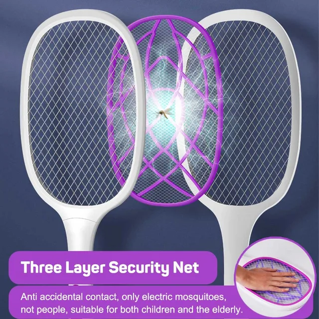 3000V Electric Lemes Swatter Killer Uv Könnyű Usb -Vel Újratölthető Led -Lámpa Nyári Szúnyogcsapdás Ütő Anti Rovarbogár Zapper - Image 2