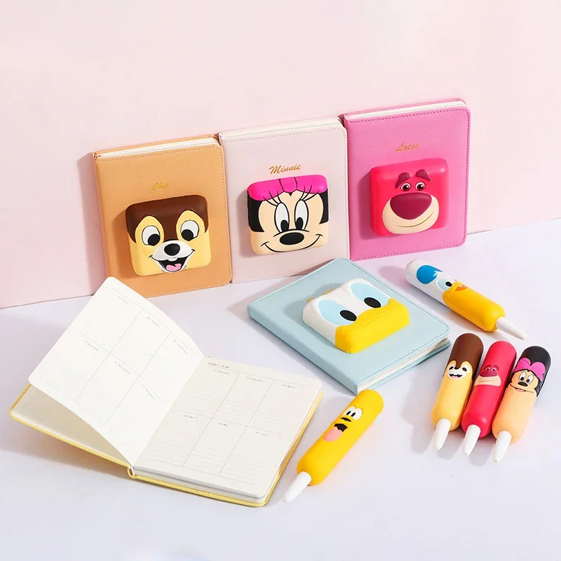 디즈니 노트북 펜 문구 세트, 미키 마우스, Minne Lotso 감압, 일일 주간 플래너, 의제 메모장, 학교 용품