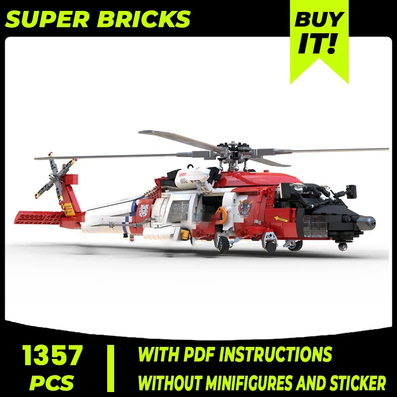 

Moc Building Bricks Military Model MH-60J Hawk Helicopter Technology Modular Blocks Gifts Toys For Childen DIY Sets Assembly