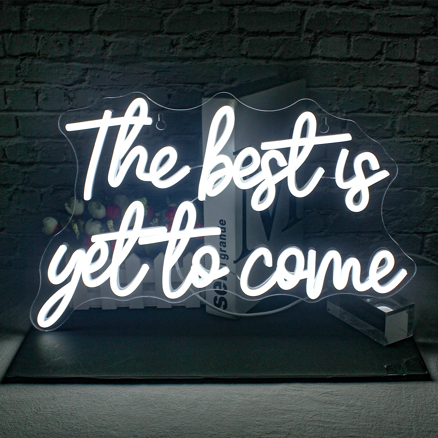 The Best is Yet to Come Neon Sign White Letter Led Neon for Wall Decor USB Powered for Bar Wedding Birthday Party Kids Room Neon