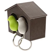 Random Color Couple Birdhouse Keychain Wall Mount Key Ring Holder Home Storage Birdhouse Key Fob Sparrow Keychains Hooks 2