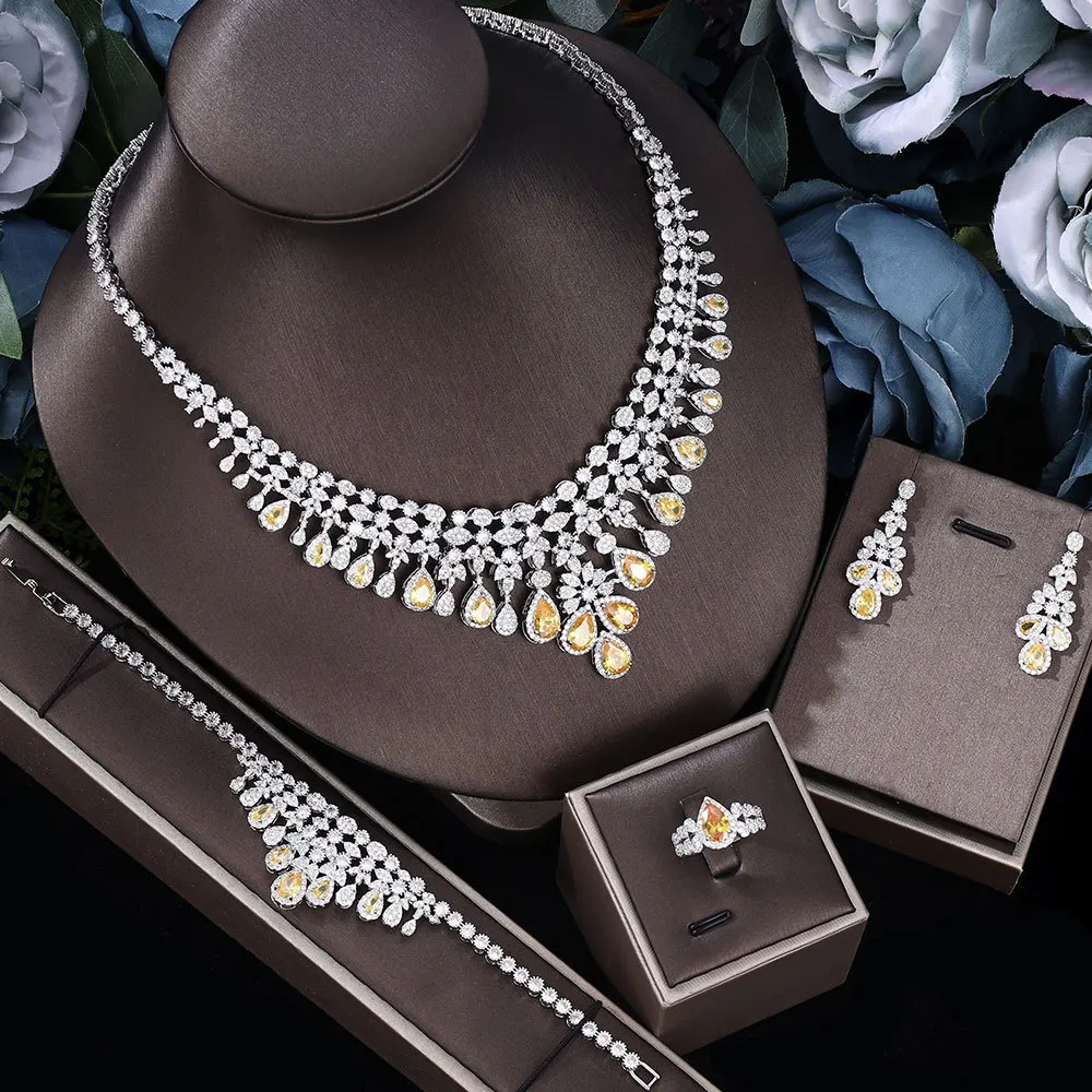 

Luxury Dubai Nigeria Cz Crystal Wedding Necklace Sets /