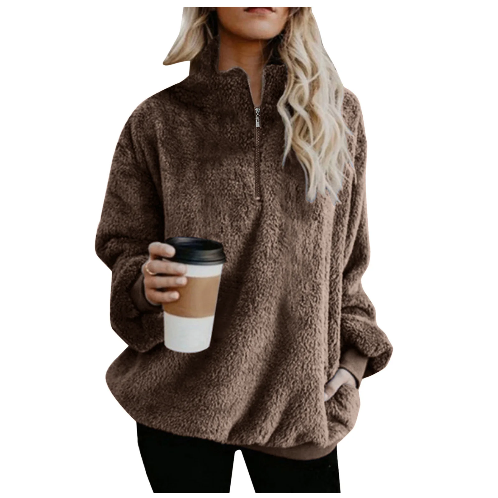 

New woolen zippered sweater for women