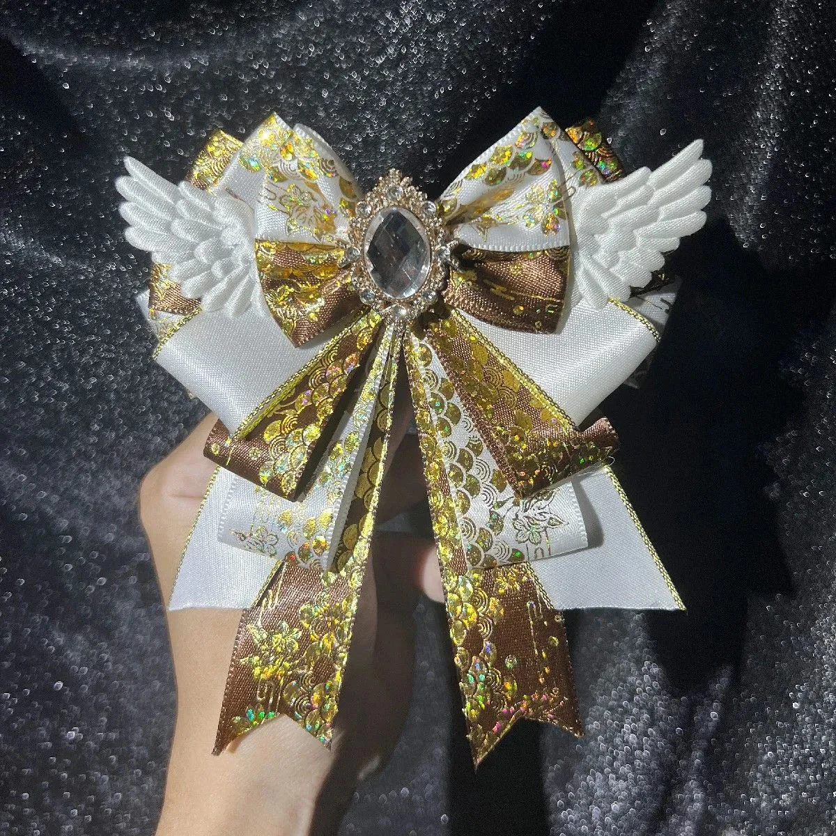 1 Stück Niedliche Engelsflügel-Schleife-Brosche, 11 Farben, Handgefertigtes DIY-Fertigprodukt, Anime Lolita Cosplay, Comic-Ausstellungsdekoration, Rucksack-Dekoration Schleife – Detail 5