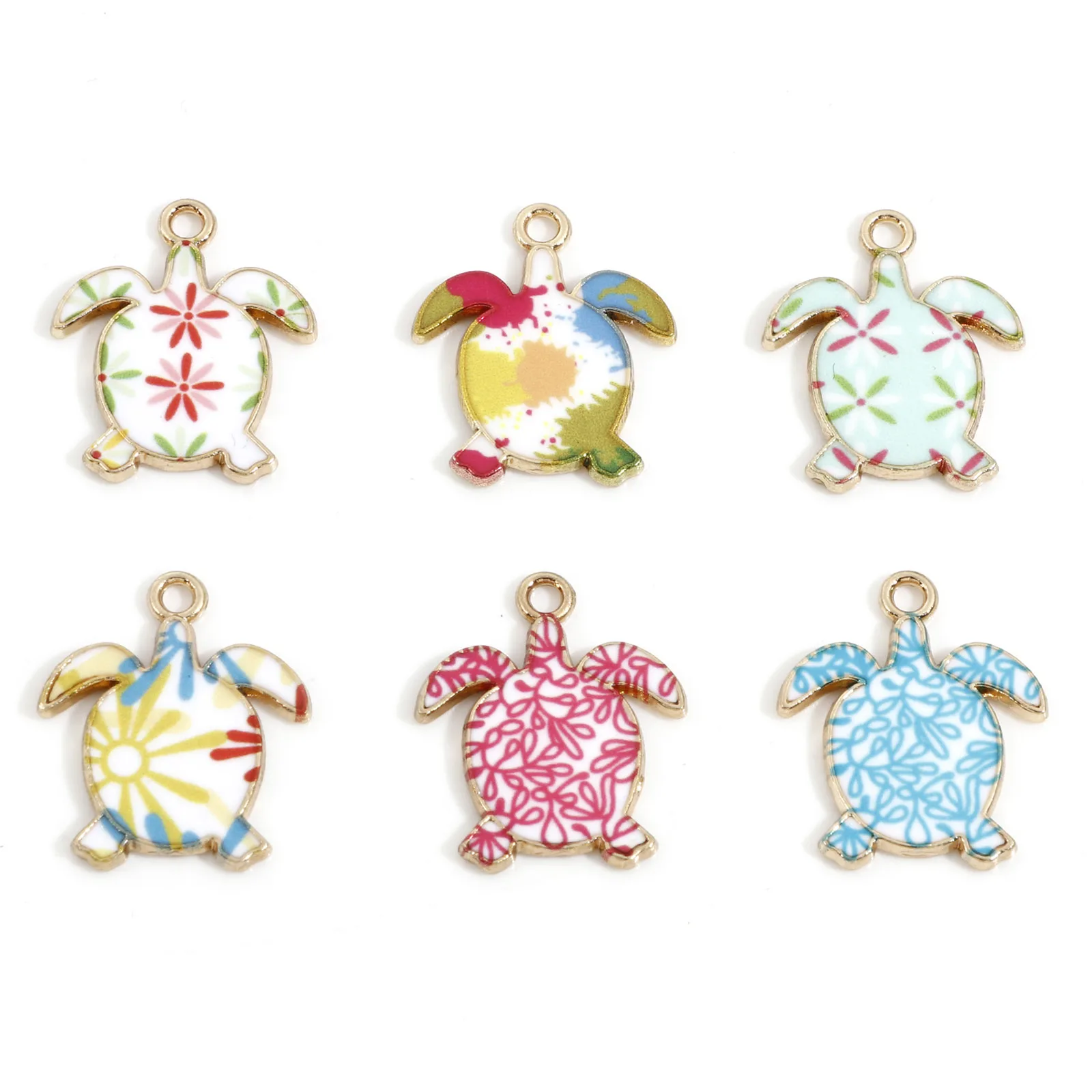 

Zinc Based Alloy Ocean Sea Turtle Charms Gold Color MulticolorTurtle Animal Enamel For DIY Jewelry Making 22mm x 18mm, 10 PCs
