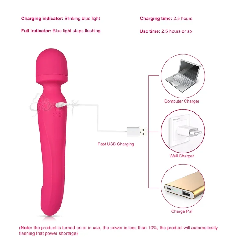 Heating AV Vibrator Magic Wand for Women Clitoris Stimulator USB Rechargeable Massager