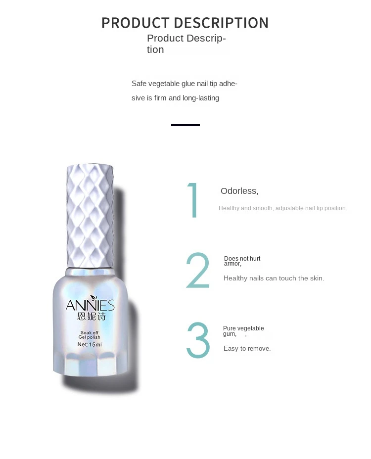 Description Picture 6 of itemAnnies Hot Sale15ml Nail adhesive gel polish Long Lasting Soak off Gel Gel Nail Salon