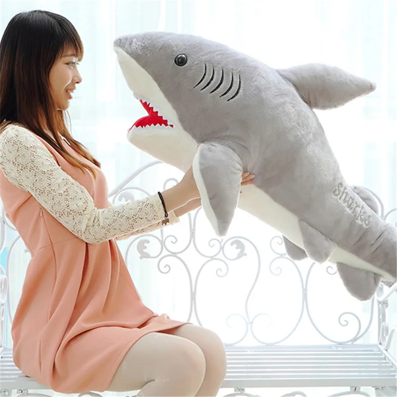 Plush Giant Shark Toy Soft Stuffed Animal Reading Pillow Birthday