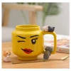 Ceramic Mug Cup with Cute Impish Expression Figure Head Pattern