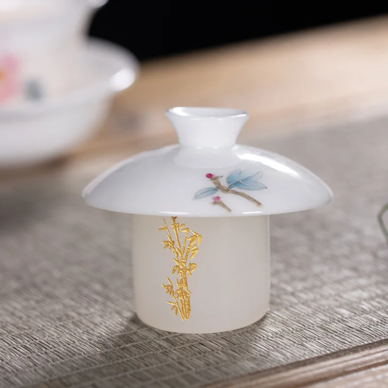 Tiange Jade Tea Pot Cover 티 테이블 장식품 학자 공간 라운드 장난감 차 애완 동물 액세서리 중국 스타일 수제