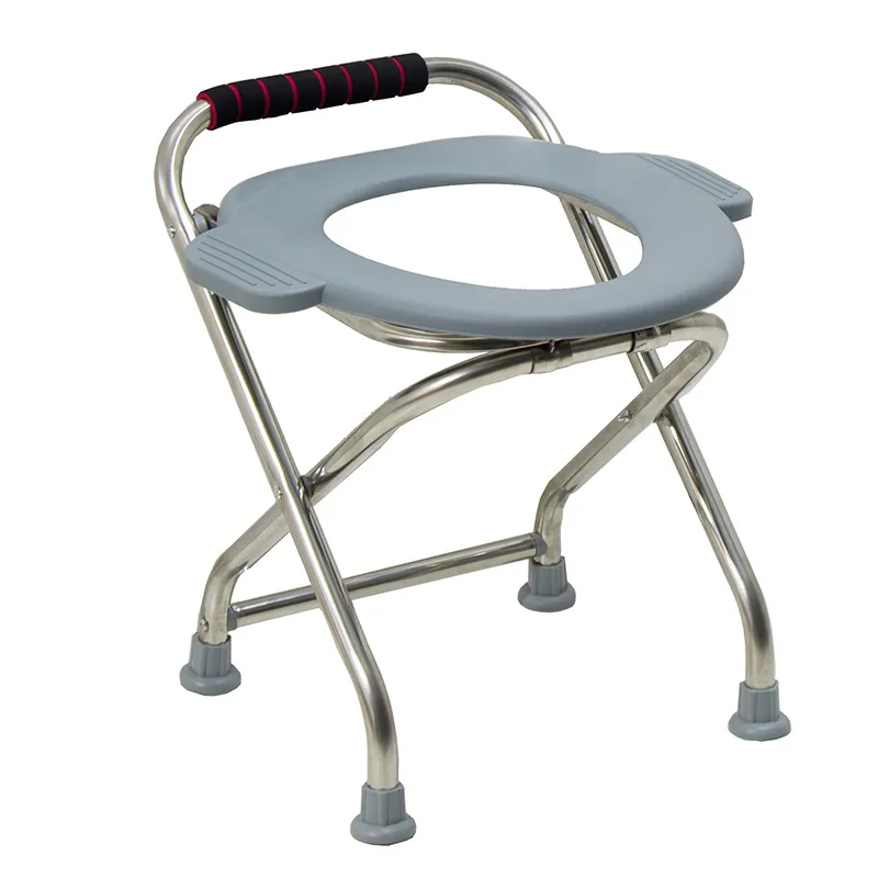 Folding Commode Portable Toilet Seat Stainless Steel Thickening Potty Chair Comfy Commode Chair Perfect for Camping Hiking Trips