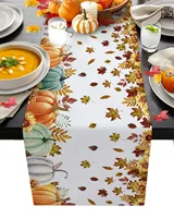 Thanksgiving Autumn Maple Leaves Table Runner Christmas Dinner Table Cloth Wedding Party Decor Cotton Linen Tablecloth 4