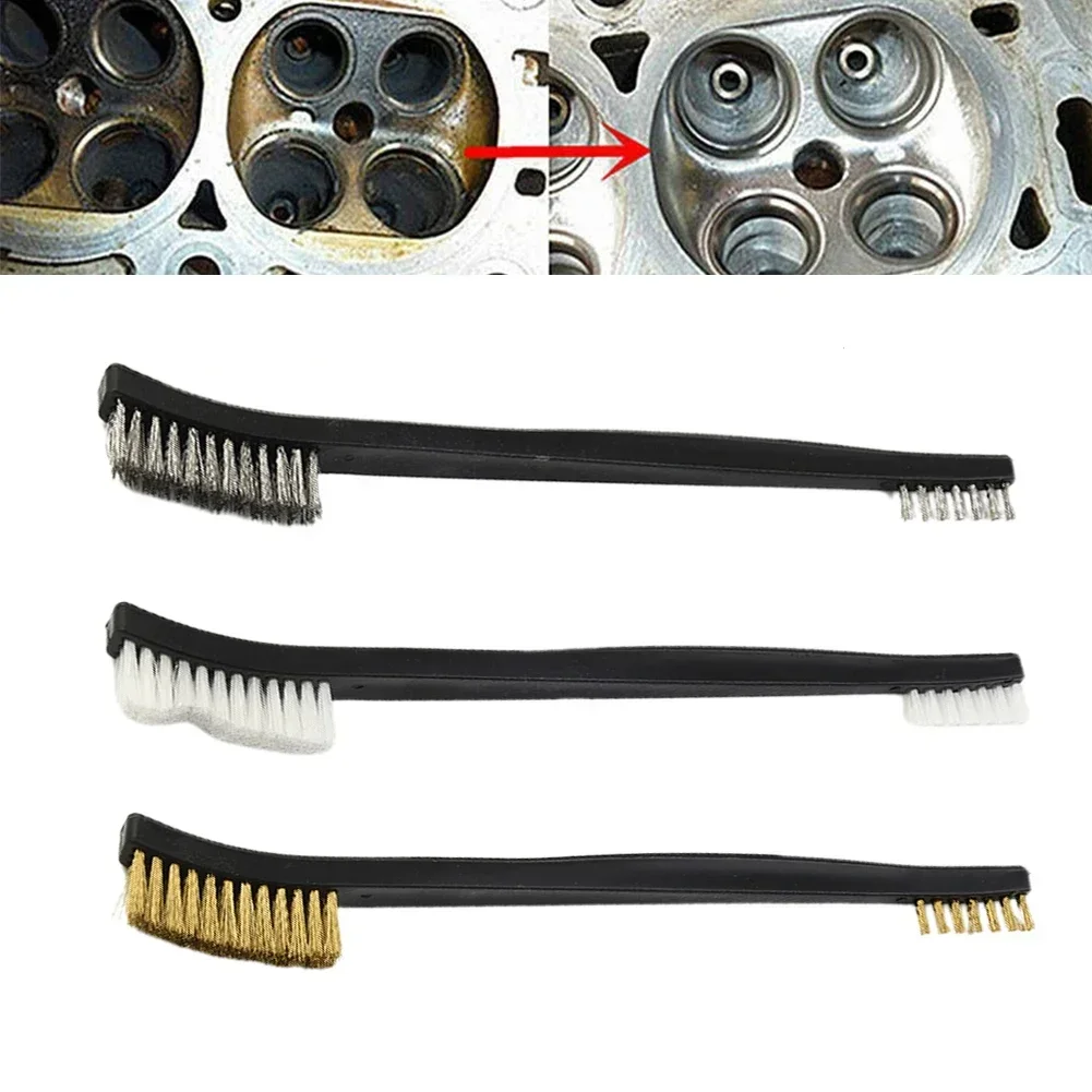 1pc Double Head Wire Brush Set Steel Brass Nylon Cleaning Polishing Metal Rust For Light Metal Spark Plugs Battery Cleaning cleaning brush wire brush stainless steel wire brush wire brush set cleaning brush set wire cleaning brush