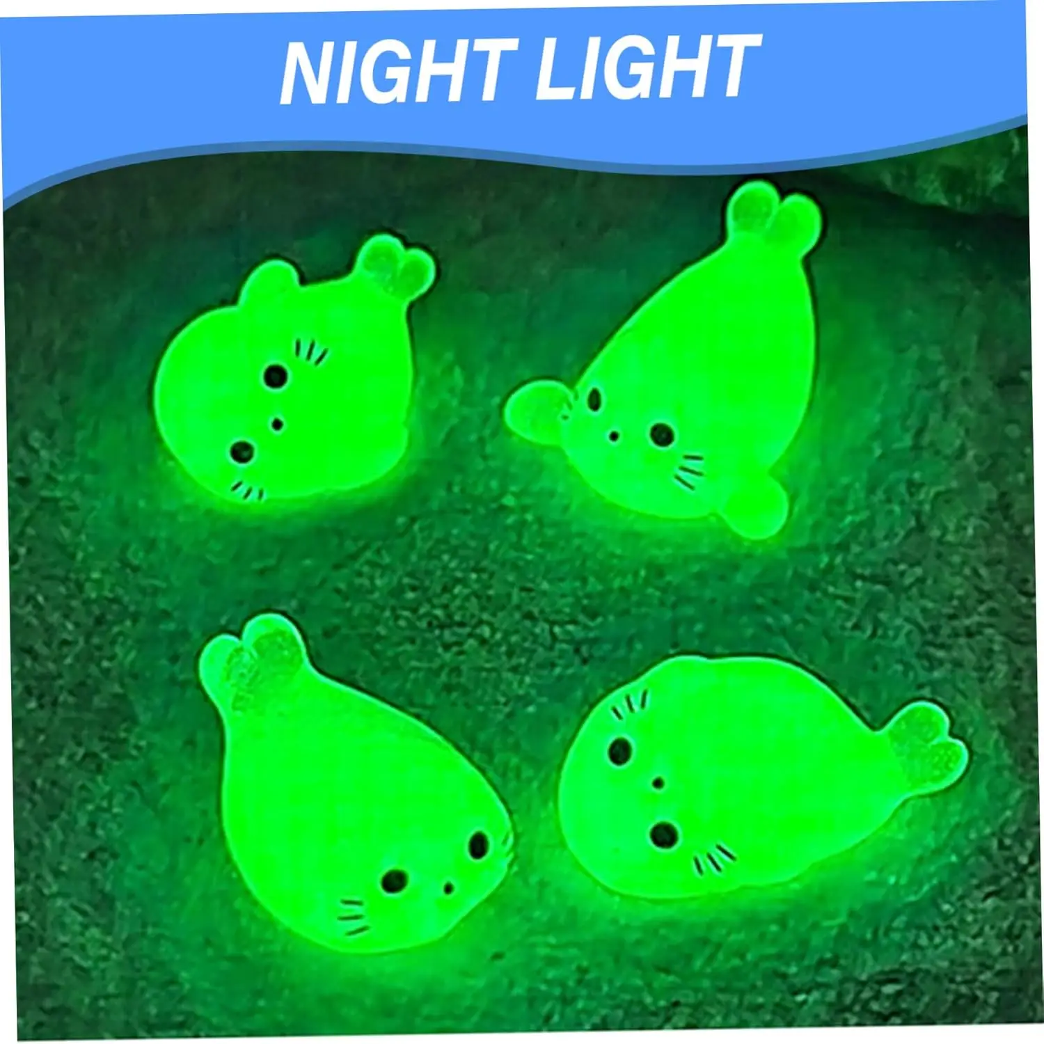 Kawaii Luminous Mini Seal Pup Resin Glow At Night Marine Animal Figurines Ornament Fairy Garden DIY Accessories 100/50Pcs miniature ornament miniature figurines resin crafts accessories resin ornaments resin crafts ornament crafts
