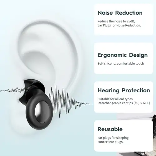 Eayburst Ear Plugs for Sleeping Noise Cancelling Silicone EarPlugs for Concerts Traveling Studying Focus Reusable Ear Protection - Image 2