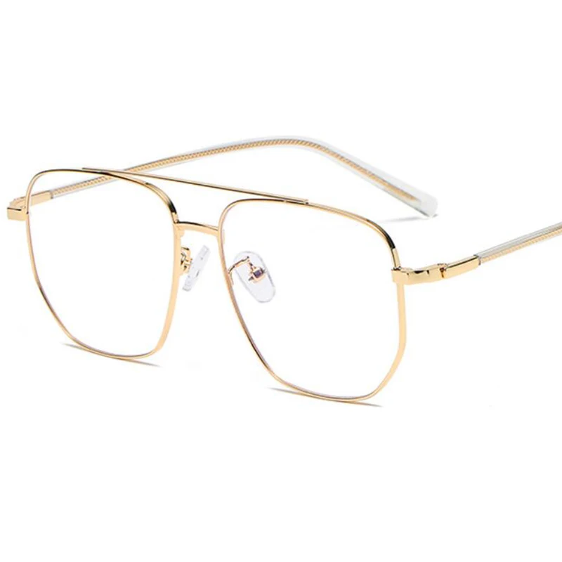 Pilot Gold Metal Frame Reading Glasses Men +1.0 To +6.0 Big Anti Blue Light Eyewear Vintage Double Bridge Men's Spectacle Frame 3