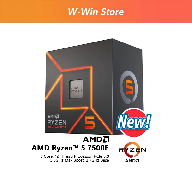 NEW AMD Ryzen 5 7500F R5 7500F 3.7GHz 6-Core 12-Thread CPU