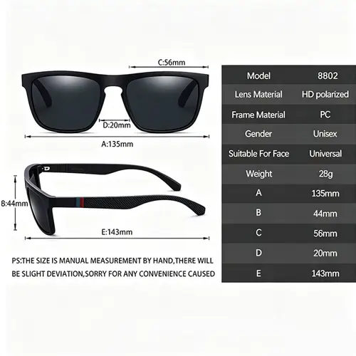 Polarized Sunglasses for Men Women Luxury Square Frame UV400 Driving Fishing Cycling Walking Beach Outdoor Sports Sun Glasses - Image 3