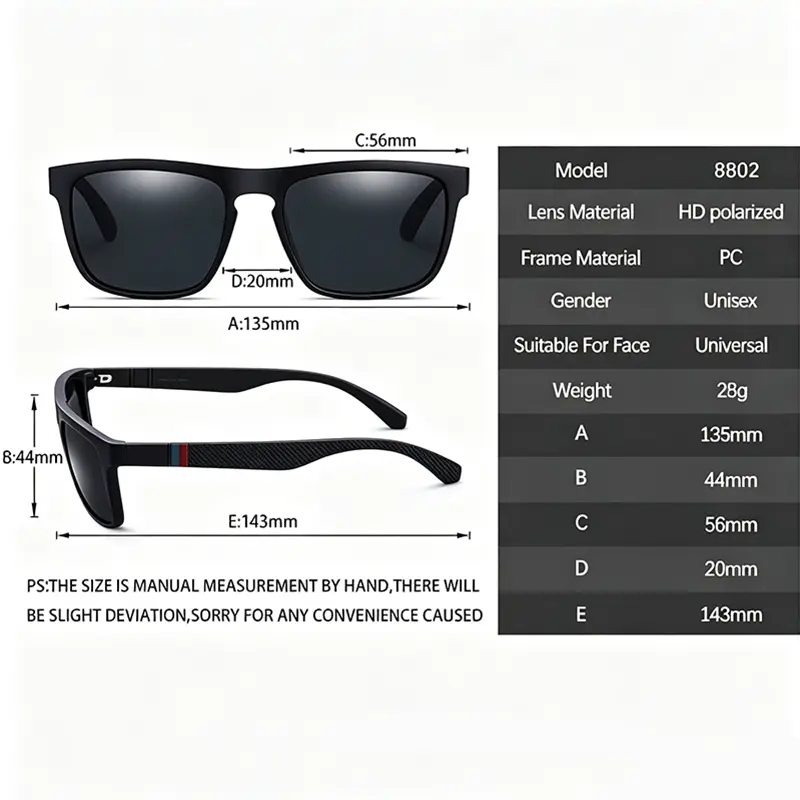 Polarized Sunglasses for Men Women Luxury Square Frame UV400 Driving Fishing Cycling Walking Beach Outdoor Sports Sun Glasses - Image 3