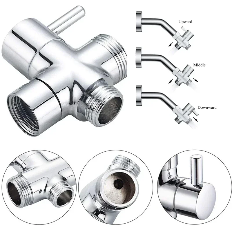 Diverter Valve T Adapter Valve G7/8" G1/2" Diverter Valve 3 Way T-Adapter Converter for Shower Brass Water Tap