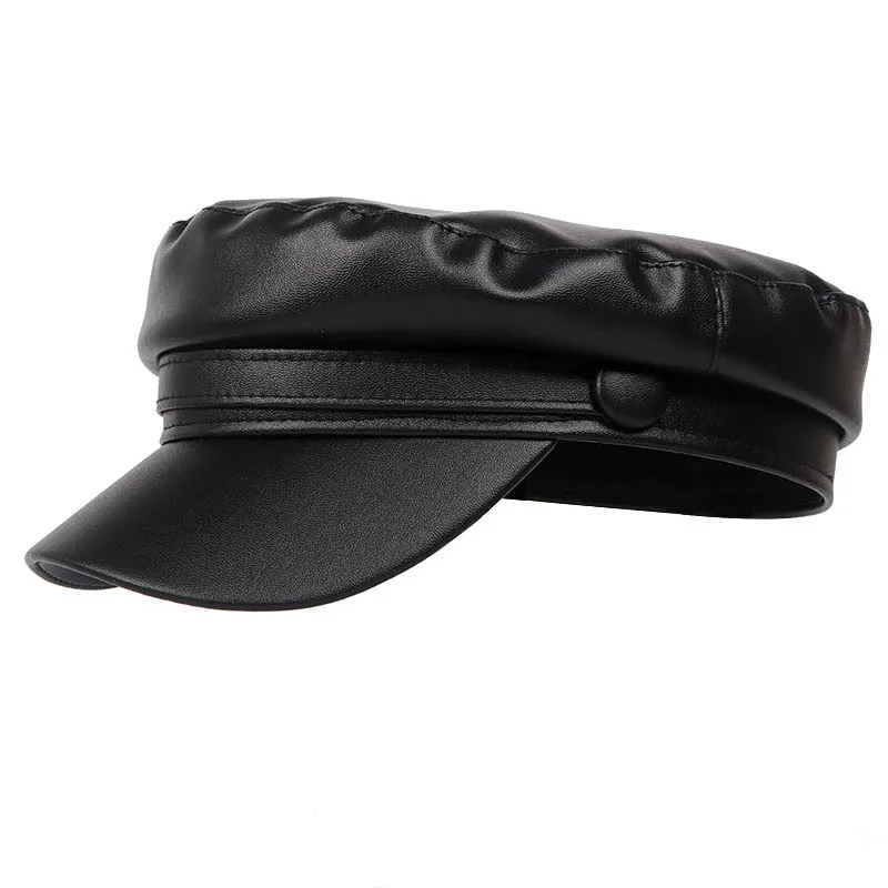 Fashion ladies men's hats spring and autumn sailor caps black ladies beret flat caps captain cadet octagonal