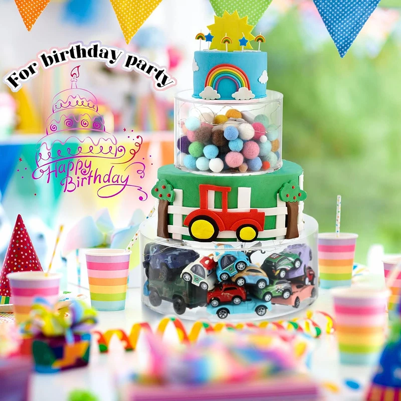 2Pcs Acrylic Cake Stand Fillable Risers with LED Lights, Clear Stackable Cake Display T... - UGI Packaging