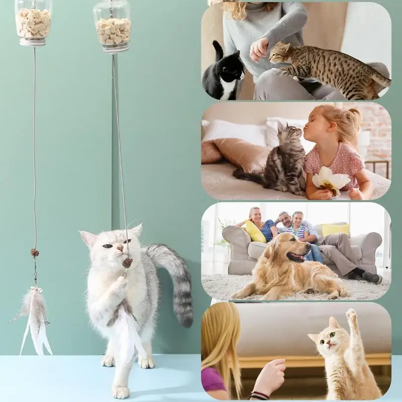 

Cat Feeder Toy Kitten Teaser Interactive Toy Pet Adjustable Food Dispensing Toy Outdoor Indoor Kittens Cats Gifts Pet Supplies