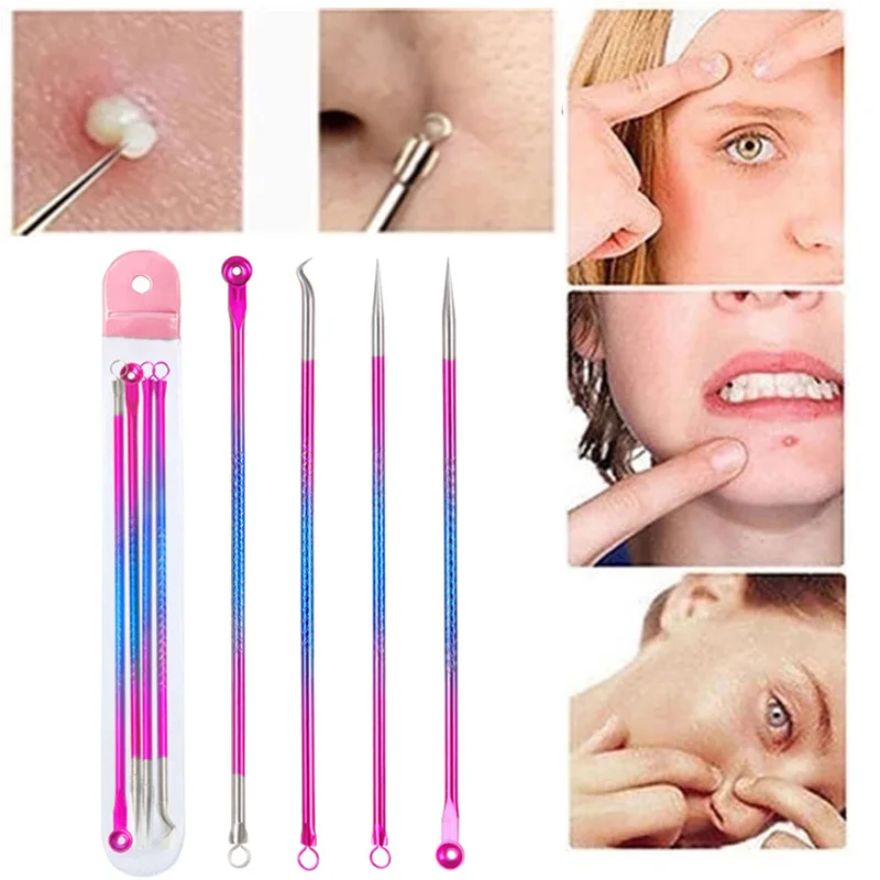 4Pcs Acne Blackhead Removal Needles Pimple Acne Extractor Black Head Pore Cleaner Deep Cleansing Tool Beauty Accessories blackhead acne remover comedone black spot blemish pimple remover stainless needles blackhead pimple blemish extractor beauty