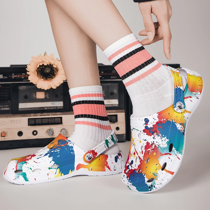 Fashion Graffiti Sandals Men Women Summer Print Platform Women's Clogs Casual Comfortable Non-slip Outdoor Beach Men's Slippers