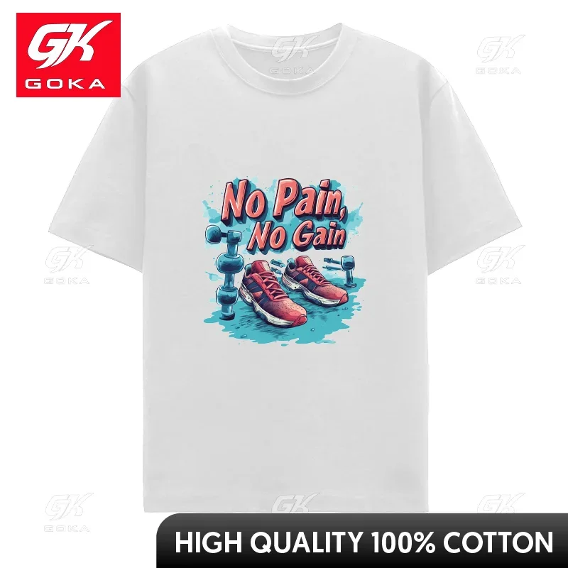 Fitness T-shirt No Pain No Gain Men's Sneaker Pattern Printed T-shirt Hip Hop Casual Short Sleeve Clothing  Women's Unisex Tee 4
