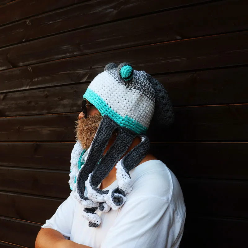 Cappello creativo a forma di polpo, autunno inverno, uncinetto, lana, calamaro, divertente, lavorato a mano, copricapo per Halloween, berretto per bambini, Helloween, papà_voghion.com