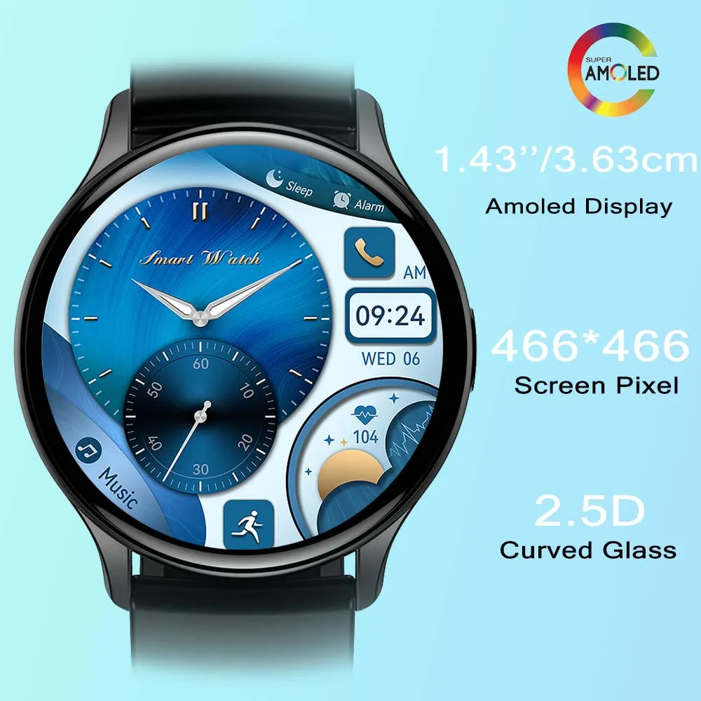 Senbono amoled-男性用スマートウォッチ,1.43インチの大型バッテリー,400mAh,Bluetooth,通話,NFC SENBONO MAX11 Smart Watch 1.43 Inch AMOLED 100 Sports Modes Voice